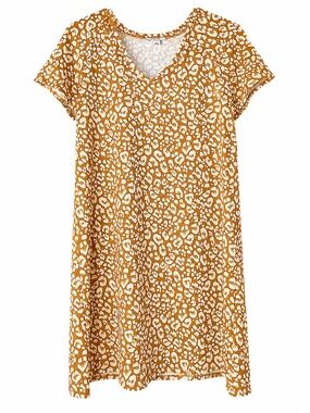 NWT Nine West Medium Leopard Print Shift Dress V Neck Stretch
